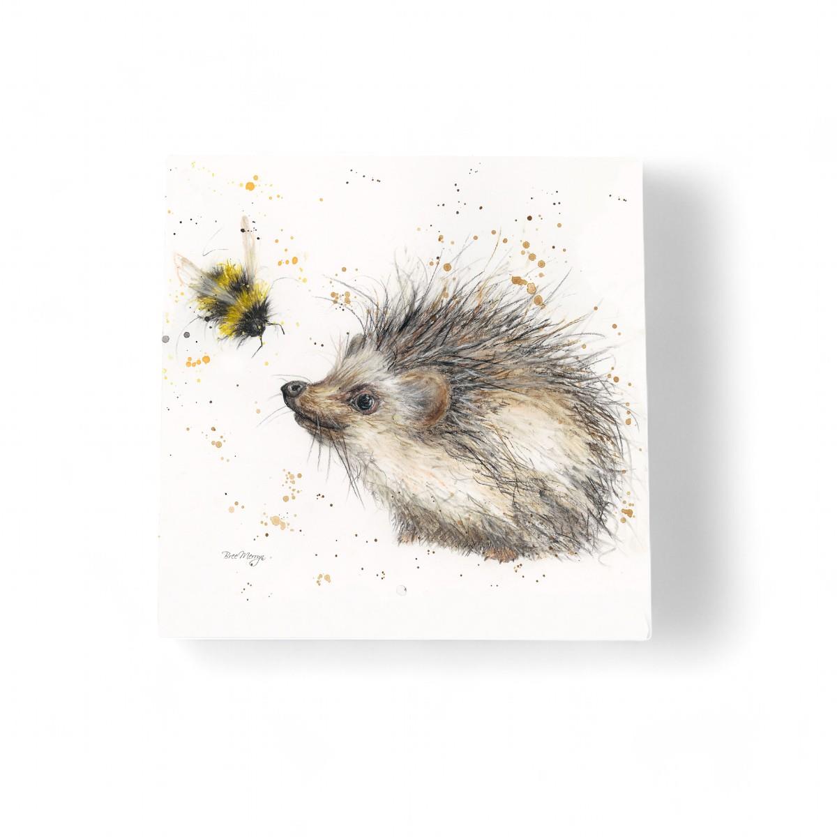 BRACKEN AND BUMBLE Ceramic Art Tile by Bree Merryn 20 x 20 cm - Ready to Hang Wall Art - Cute Hedgehog Decor - Wildlife Nature Gift Idea - Boxed