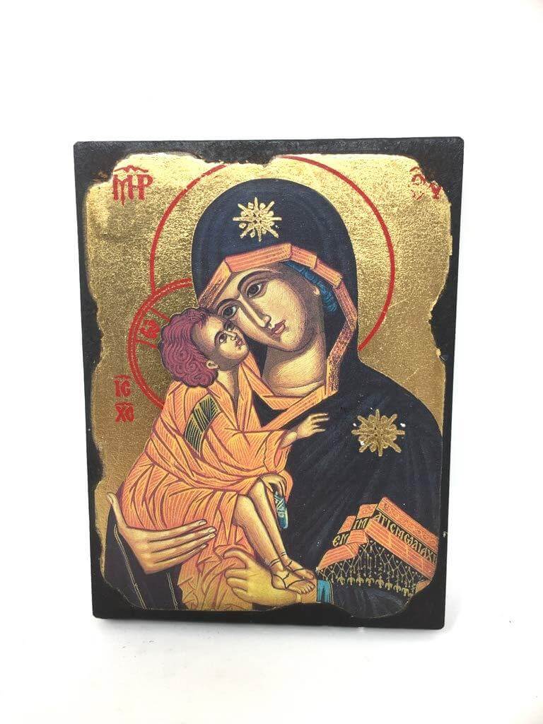 Blessed Virgin Mary and Baby Jesus Picture Hanging Icon Style Religious Wall Plaque Decor