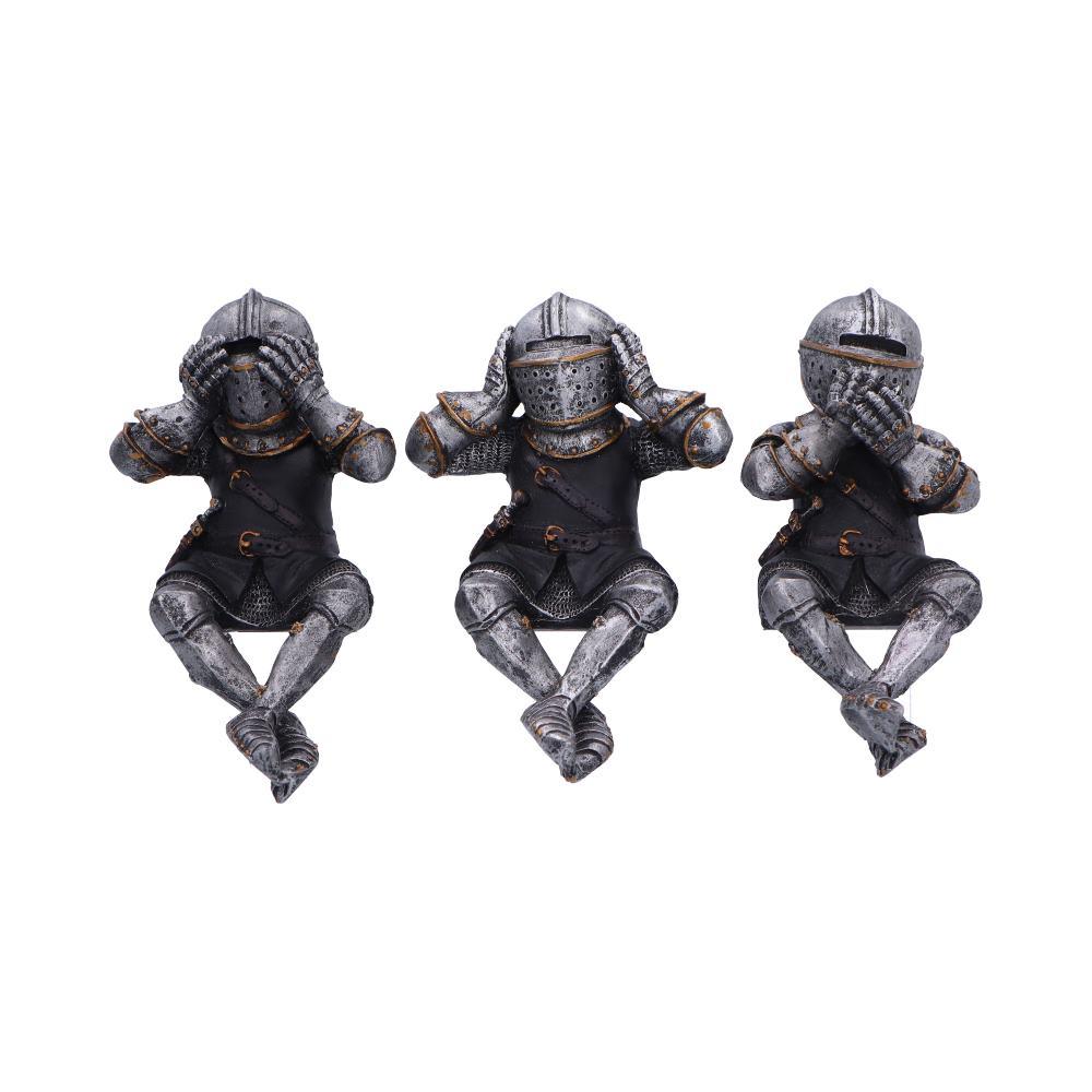 Medieval Knight Figures Shelf Sitters Set Gothic See No, Hear No, Speak No Evil