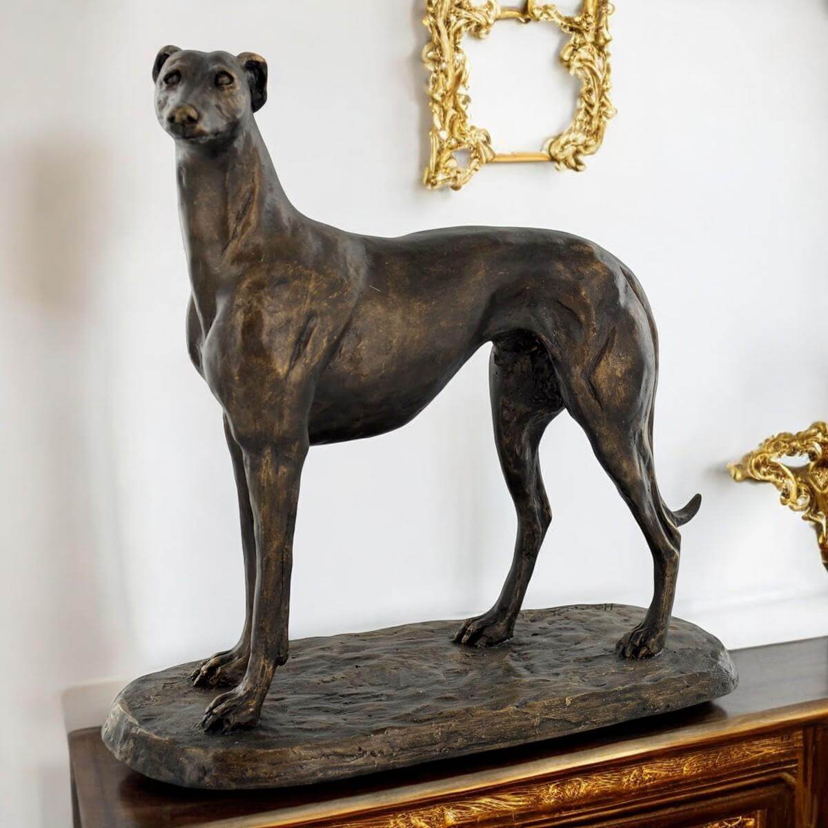 Elegant Greyhound Sculpture in Bronze Effect Resin by Harriet Glen -  Dog Art Statue - Perfect for Home Décor & Collectors