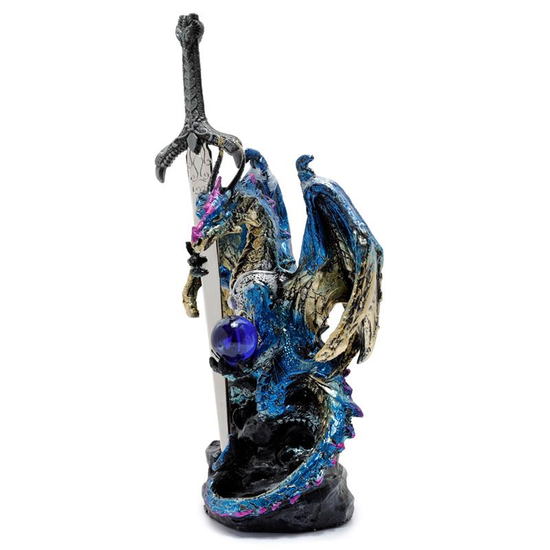 Mystical Dragon Figurine with Sword - Fantasy Letter Opener Collectible Statue