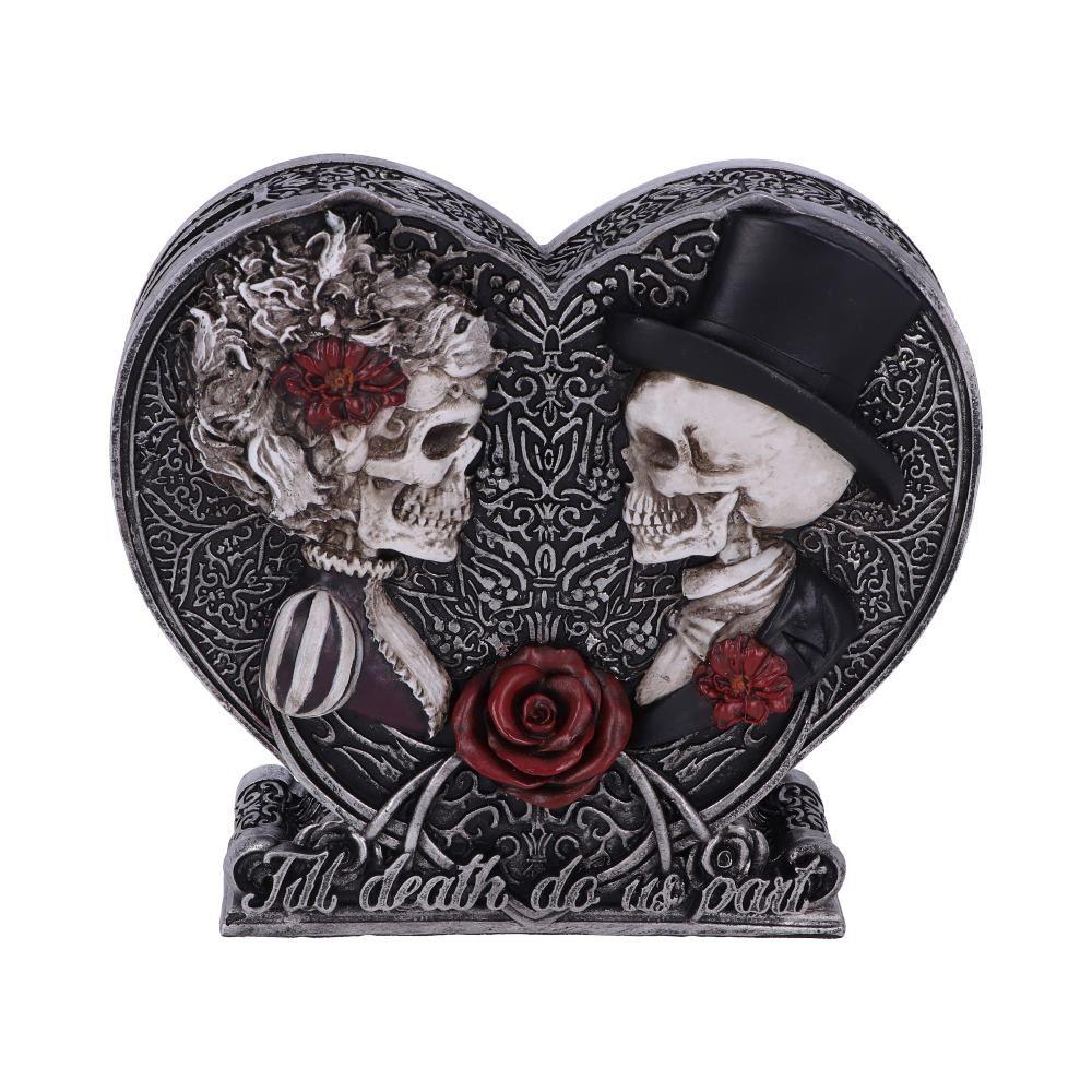 Till Death Do Us Part Skeleton Money Box | Gothic Couple Skull Heart Bank 17.1cm | Gothic Wedding Gift