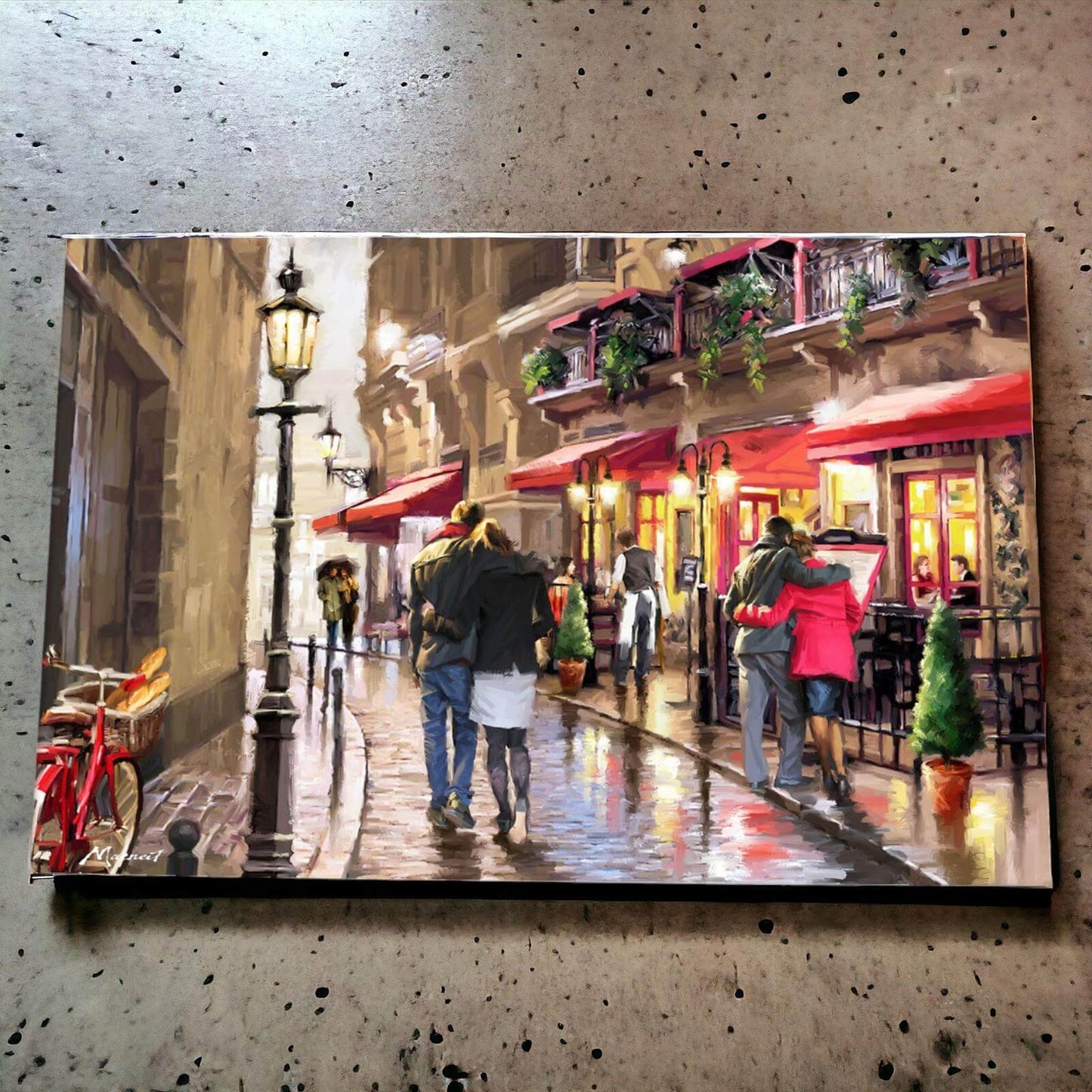 Macneil Studios NIGHTTIME CAFE Ceramic Wall Art Tile 30x20cm | Cityscape Painting Decor-Osiris Craftworks