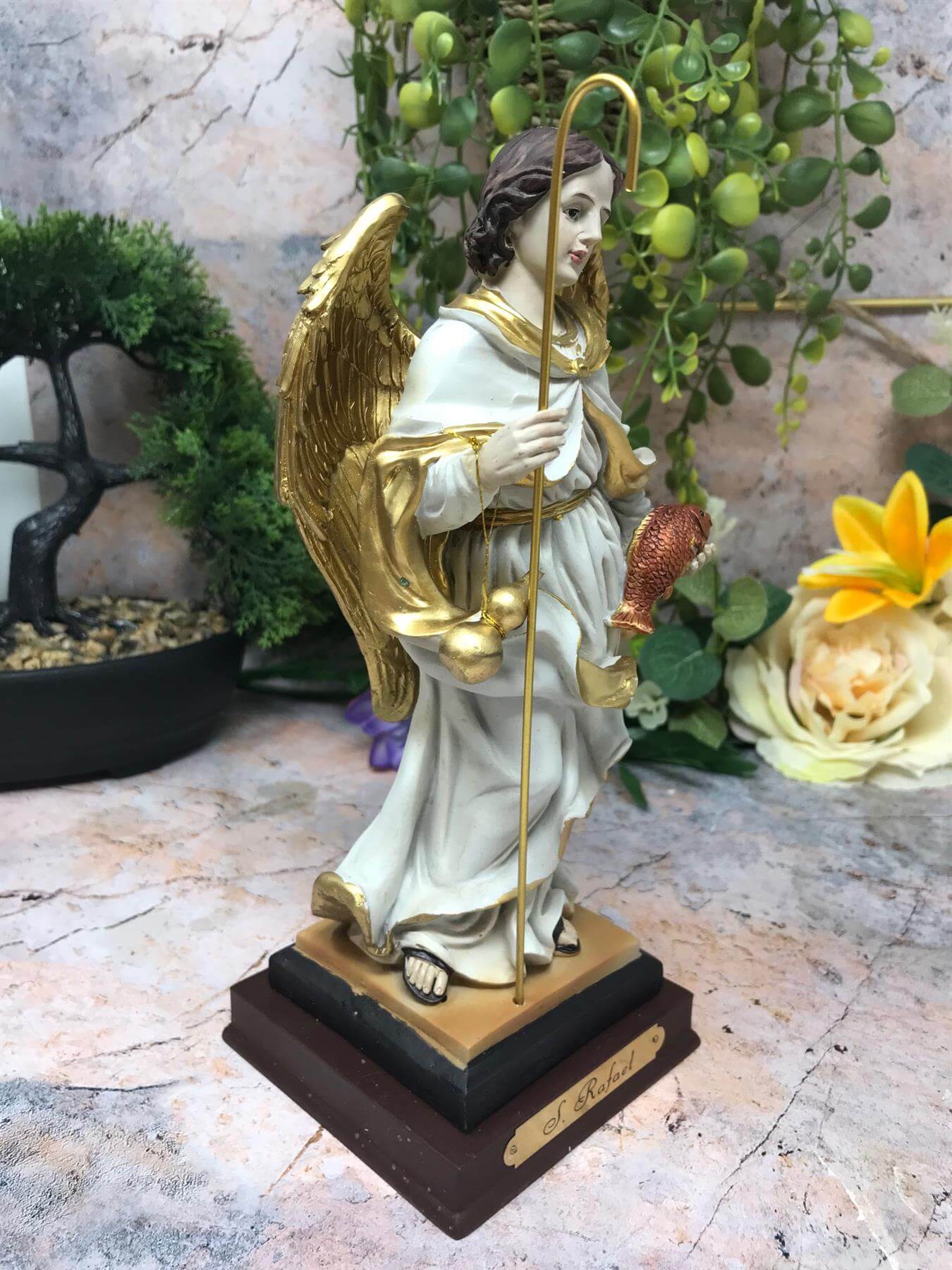 Archangel Raphael Statue Religious Figurine Sculpture Ornament