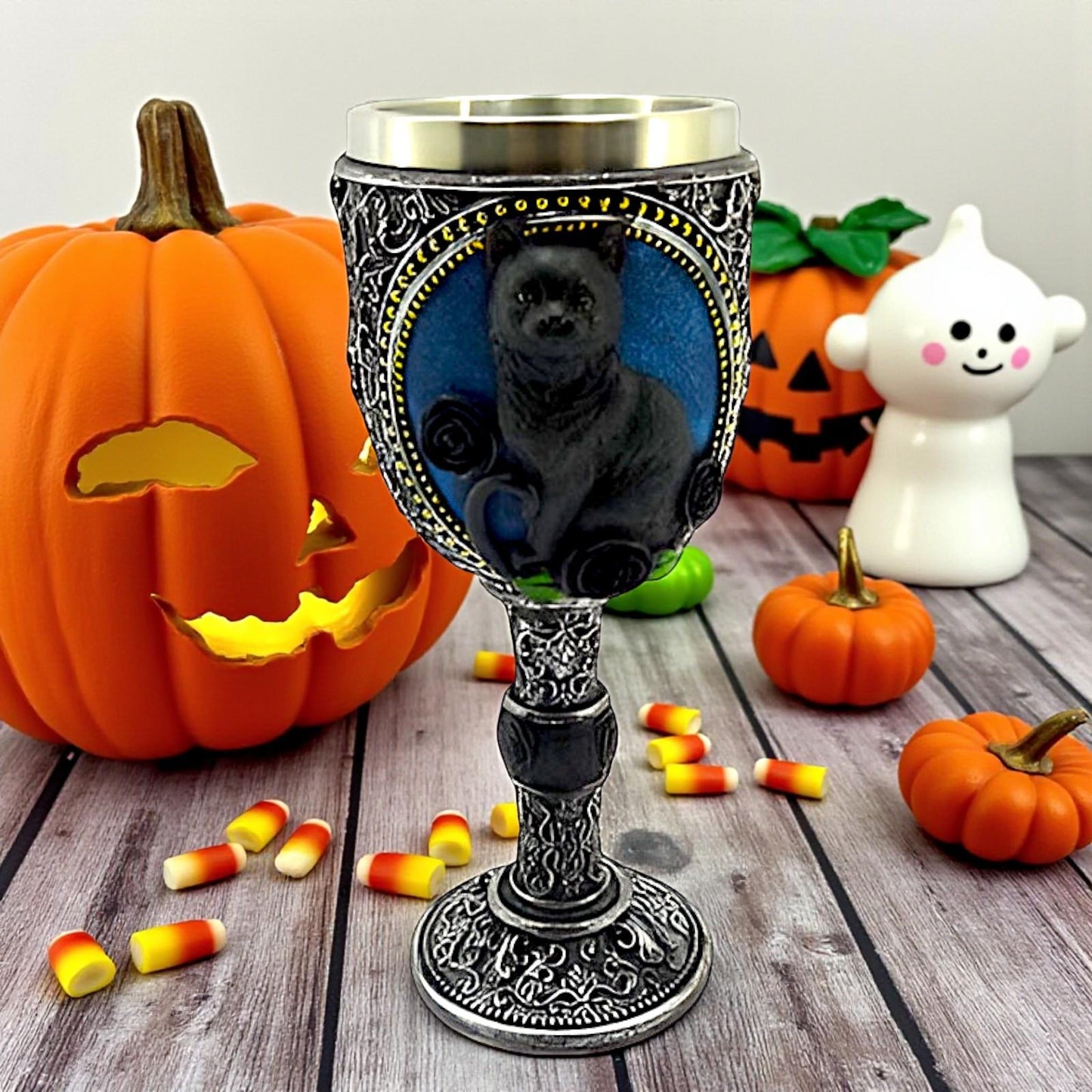 Gothic Black Cat Drinking Goblet Wiccan Chalice Resin Wine Cup Witchcraft Decor