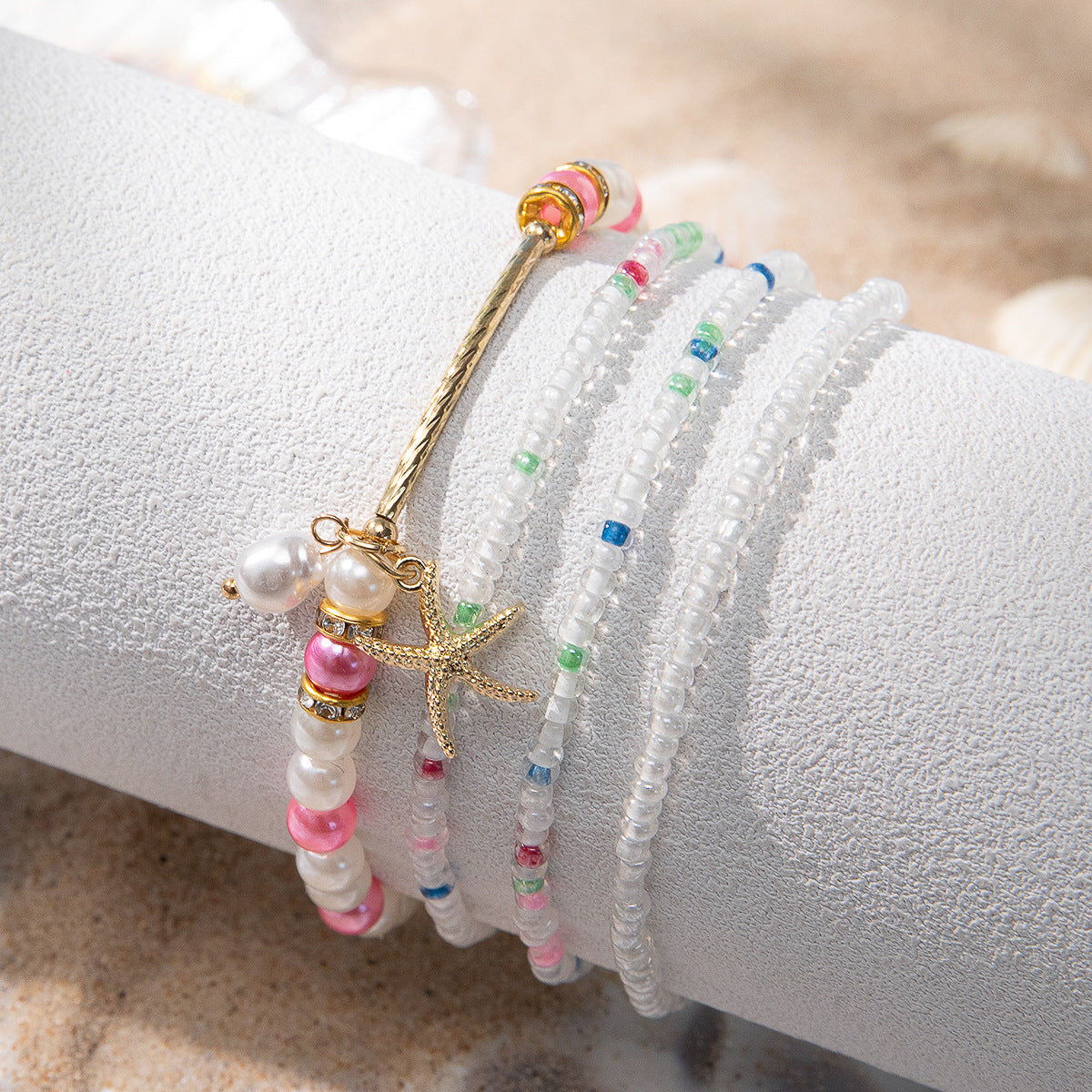Personalized Layered Glass Bracelet With Bohemian Style