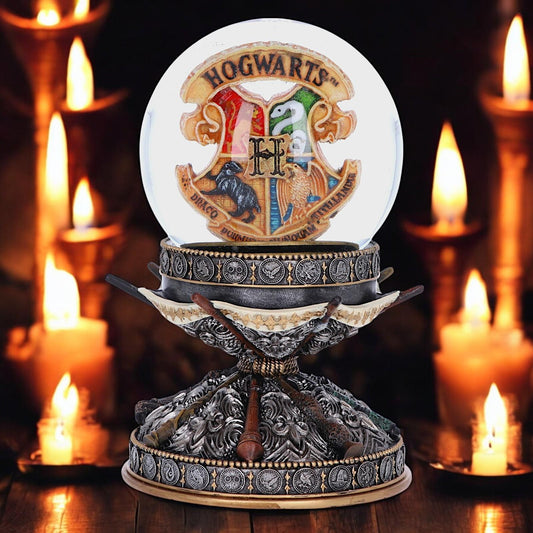 Harry Potter Wand Snow Globe 16.5cm - Officially Licensed Collectible with Hogwarts Crest