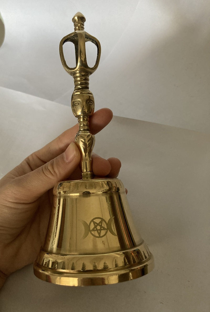 Magic Ceremony Pentagram Moon Rattle Pure Brass Altar Pendulum