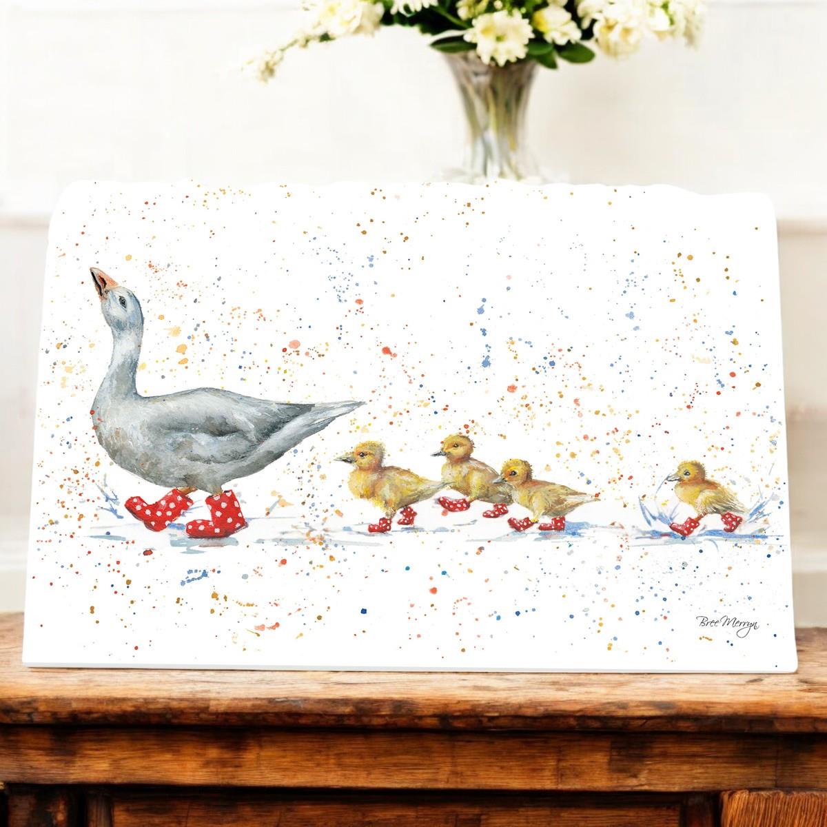 FOLLOW ME Ceramic Art Tile by Bree Merryn 30X20 cm – Ready to Hang, Cute Ducklings in Boots Wall Decor, Perfect Gift for Animal Lovers, Comes Boxed