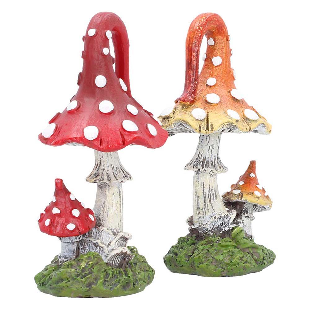 Whimsies Mushroom Figurines Set Fairy Mythical Ornament Toadstool Decor Art