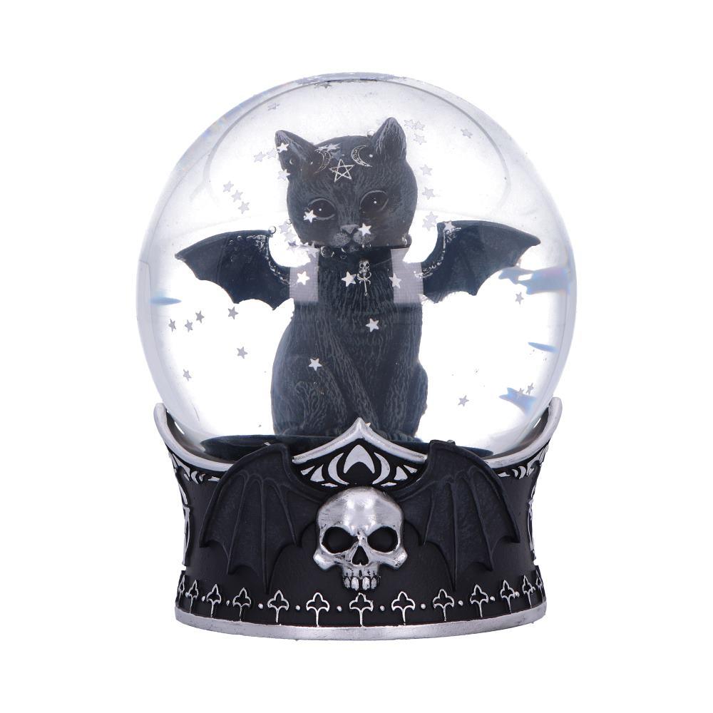 Gothic Malpuss Snow Globe Cult Cuties Winged Cat Figurine Witchy Occult Decor