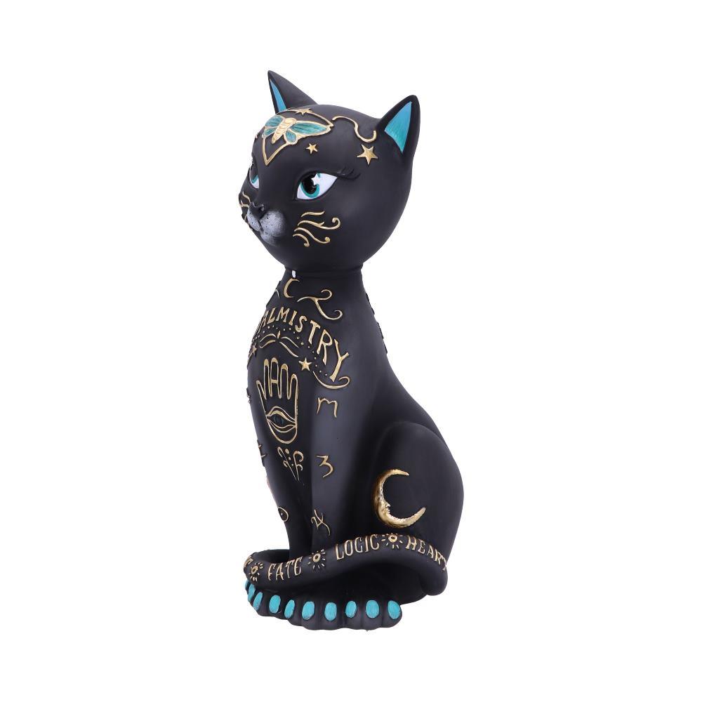 Gothic Palmistry Cat Statue Wiccan Mystical Figurine Astrology Witch Home Decor