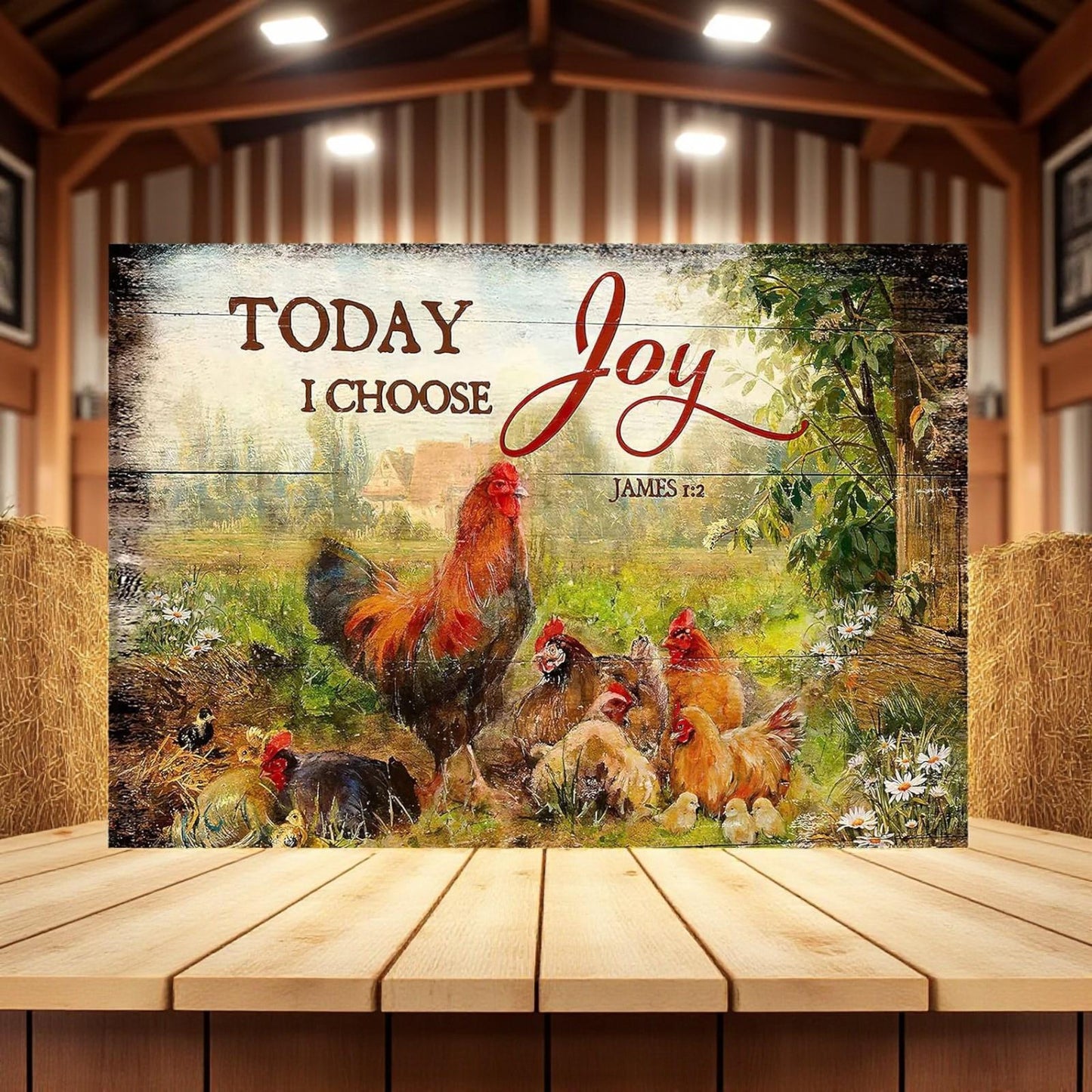 Rustic Christian Today I Choose Joy Metal Sign Farmhouse Wall Decor Gift