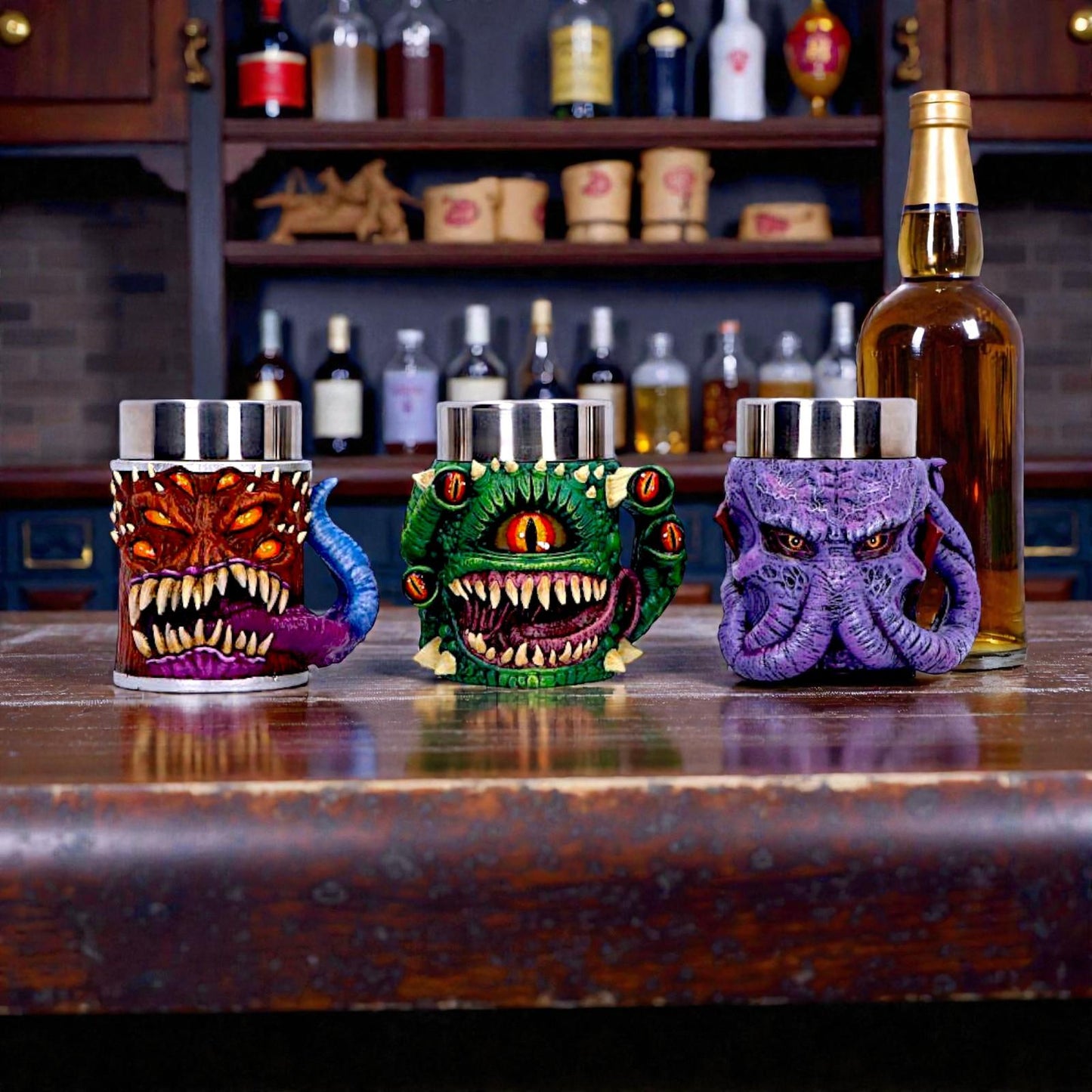 Dungeons & Dragons Mini Monster Tankards Set Mimic Spectator Flayer Collectible