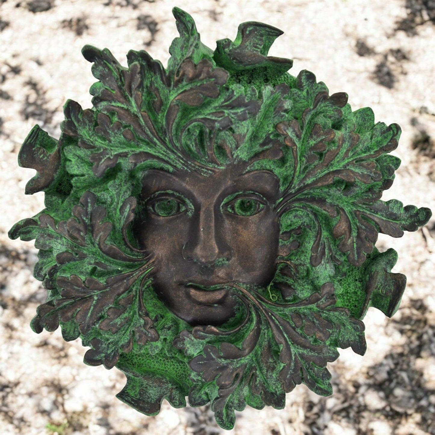 Green Man Celtic Wall Plaque – Intricate 13cm Resin Mythological Garden Decor | Indoor & Outdoor Nature-Inspired Art