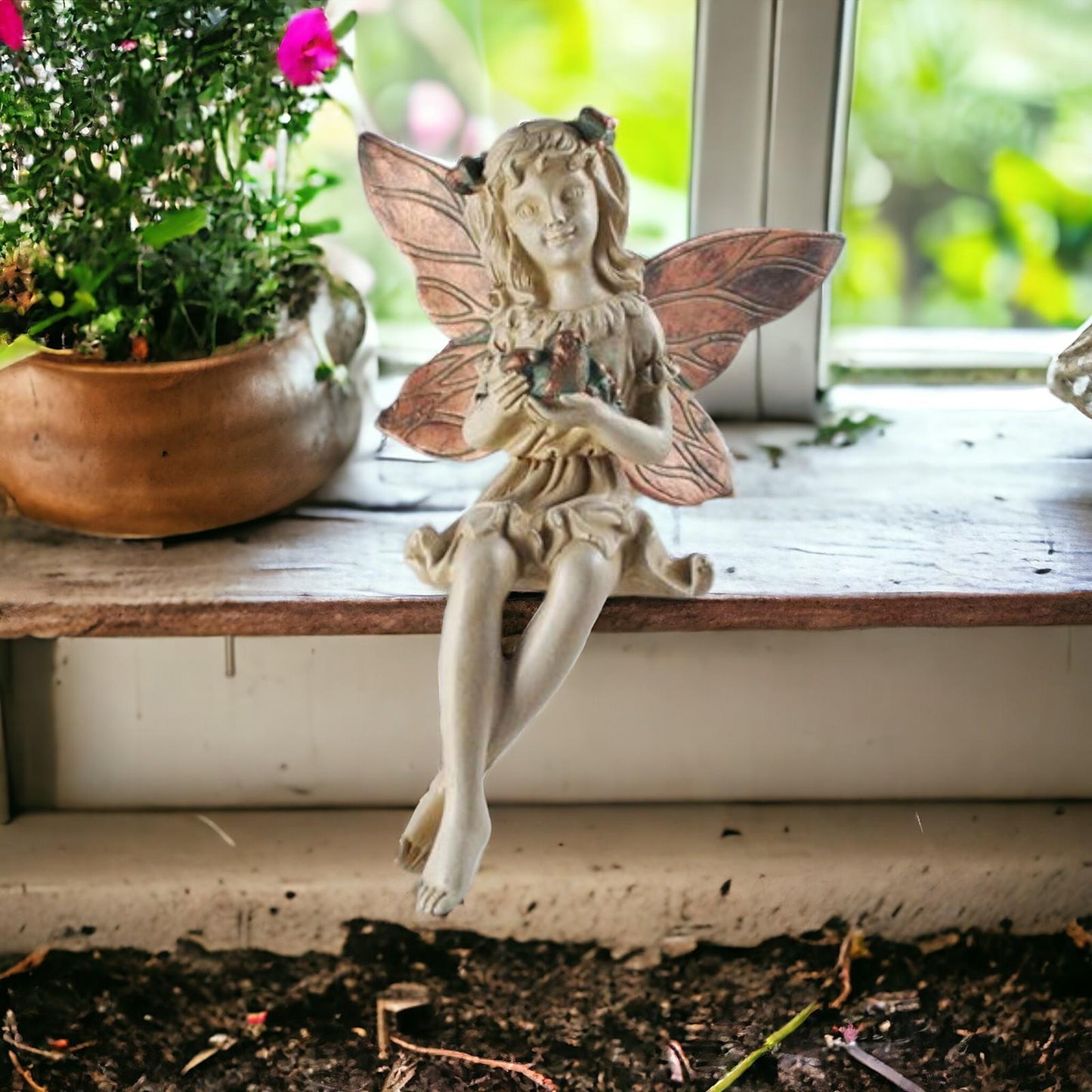 Beautiful Garden Fairy Shelf Sitter | Handcrafted Resin Fairy Ornament | 20x14 cm | Whimsical Home & Garden Decor