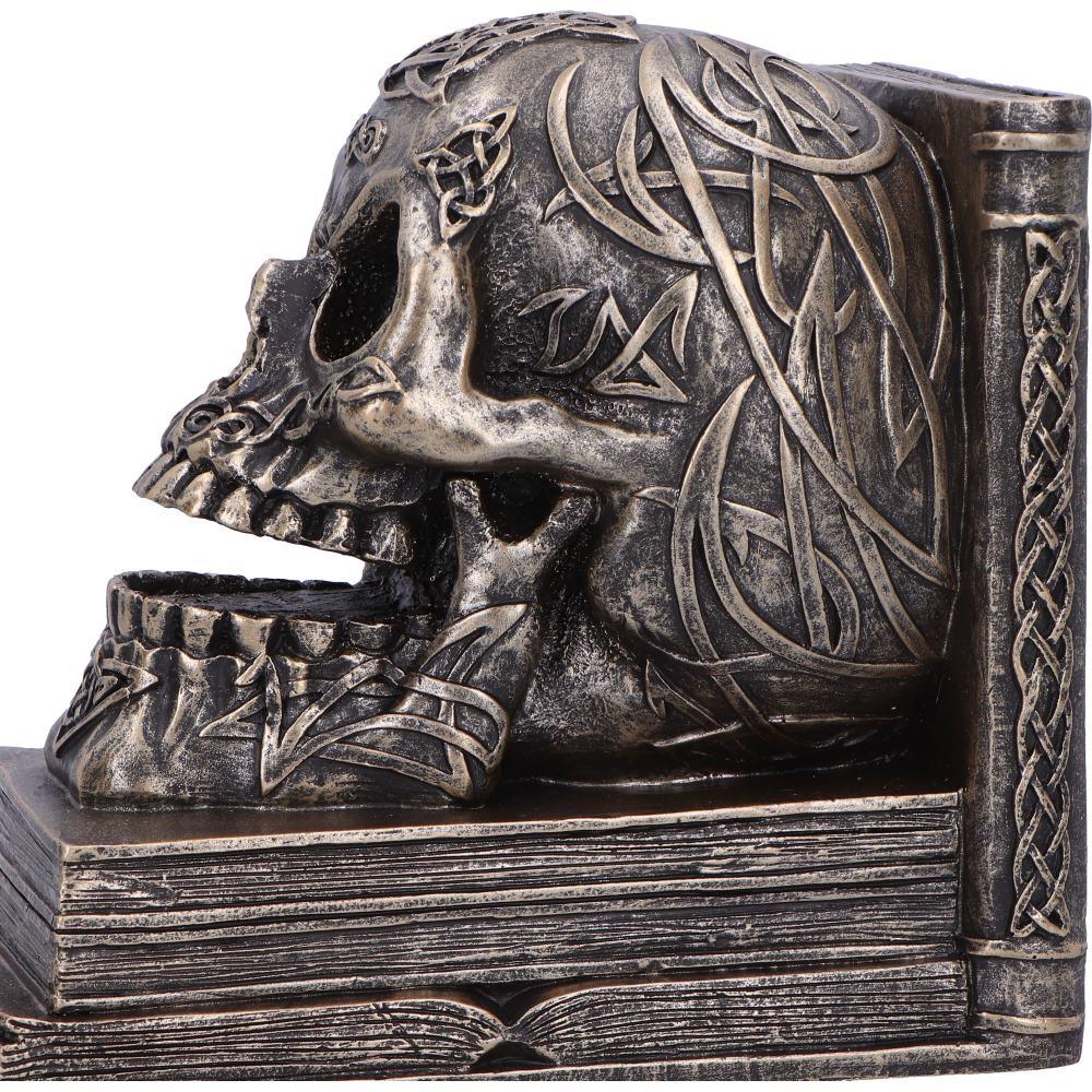 Celtic Skull Bookends Bronze Finish Decorative Shelf Decor Gothic Horror Ornaments