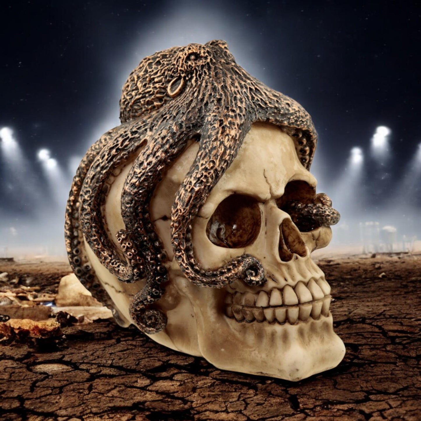 Fantasy Octopus Skull Statue Gothic Steampunk Home Decor Figurine Ornament