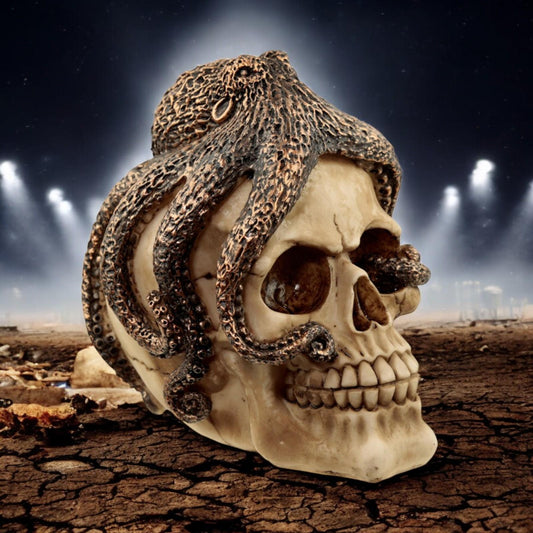 Fantasy Octopus Skull Statue Gothic Steampunk Home Decor Figurine Ornament