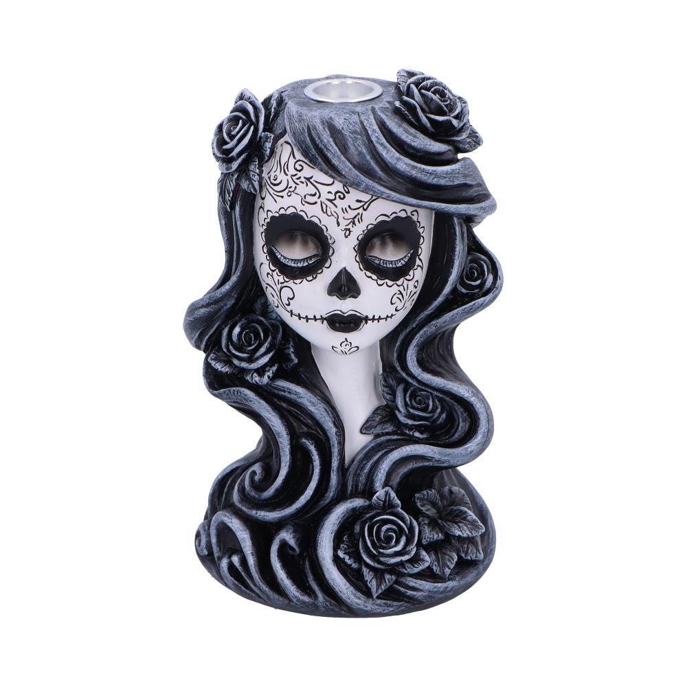 Gothic Backflow Incense Burner Day of the Dead Lady Skull Holder Halloween Art