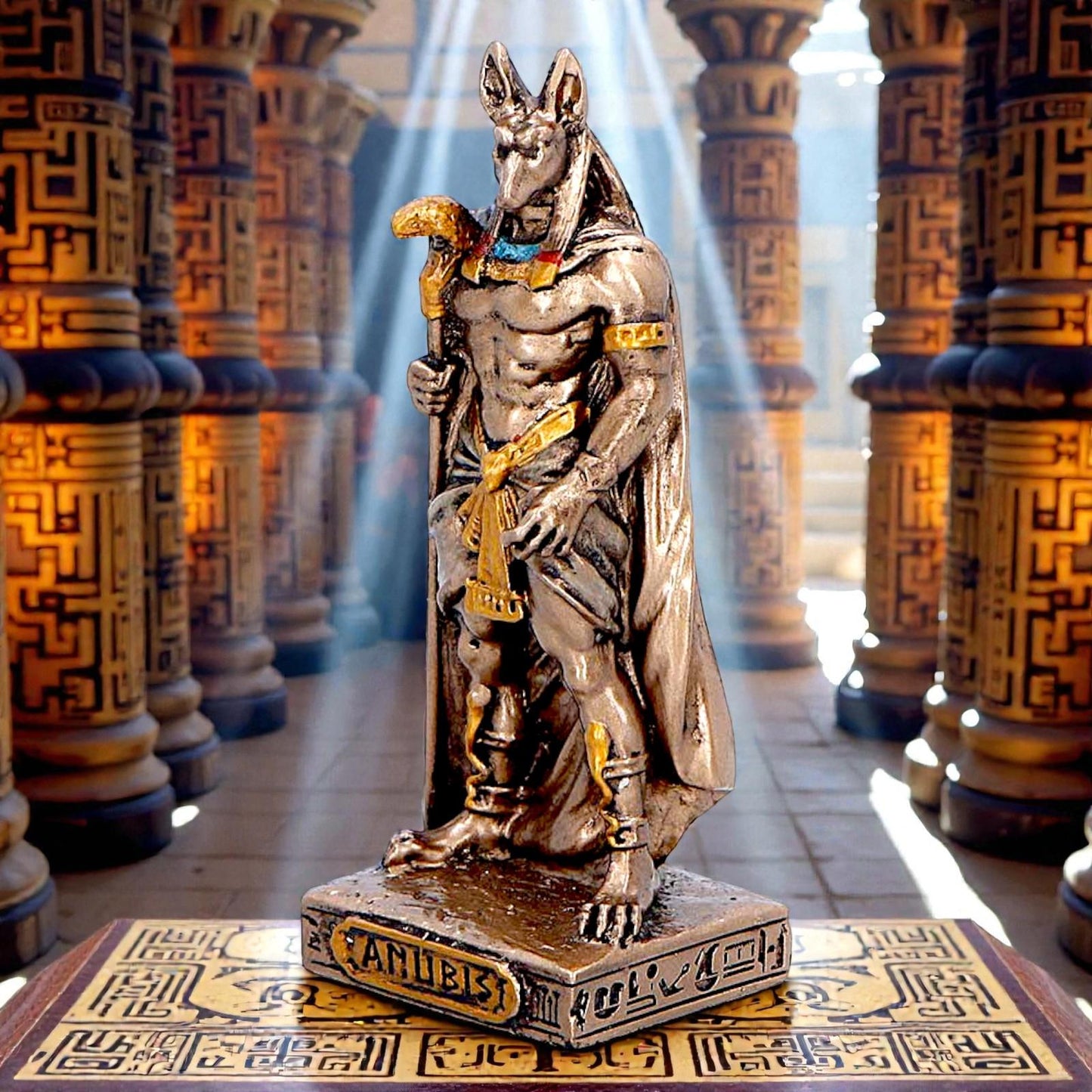 Small Anubis Egyptian God Mini Figurine Afterlife Deity Statue Mythology Decor