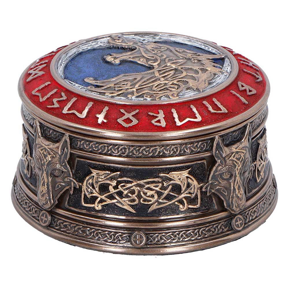 Fenrir Treasure Box Norse Mythology Viking Wolf Rune Storage Keepsake Trinket