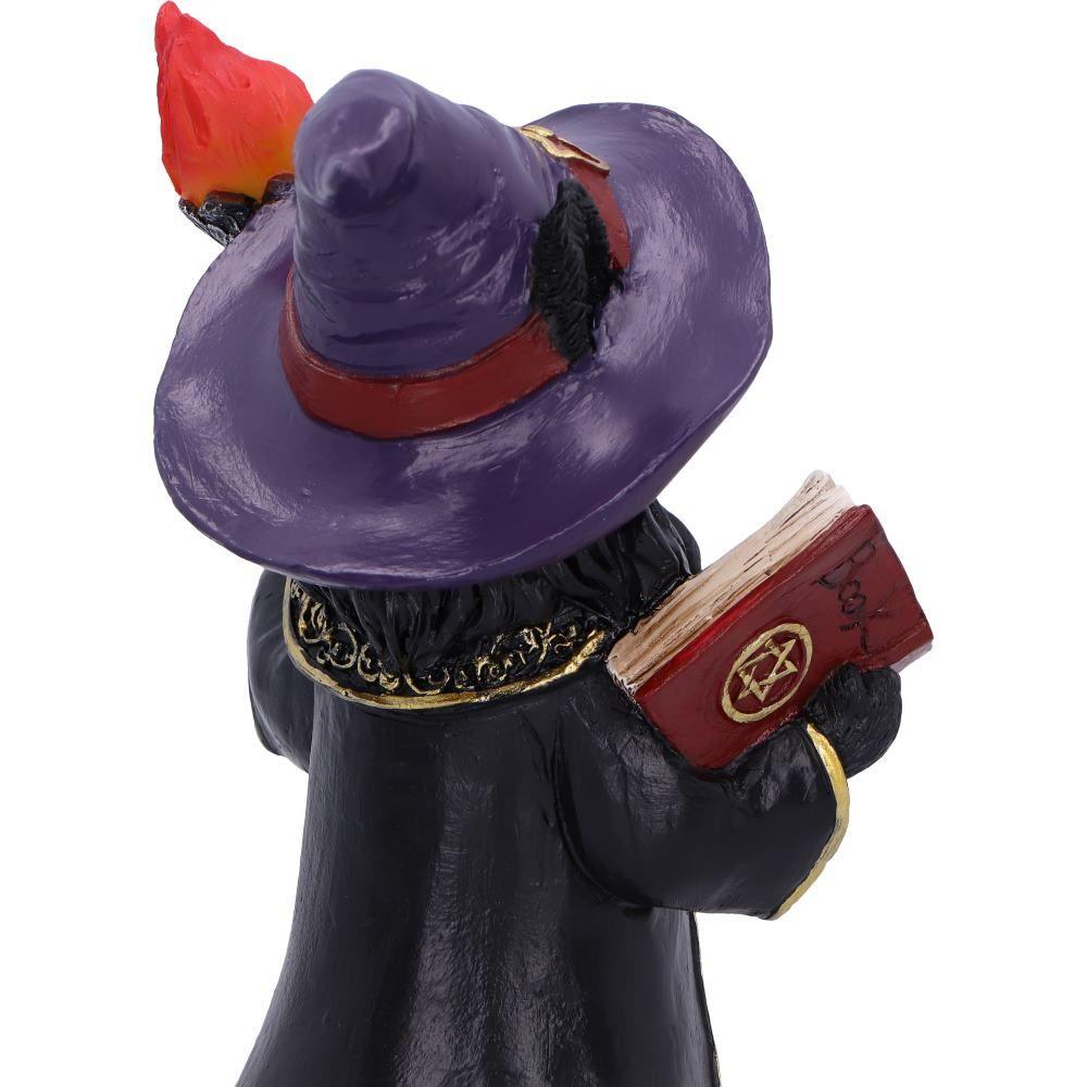 Black Wizard Cat Figurine Mystic Witchcraft Statue Fantasy Gothic Spellcaster Ornament