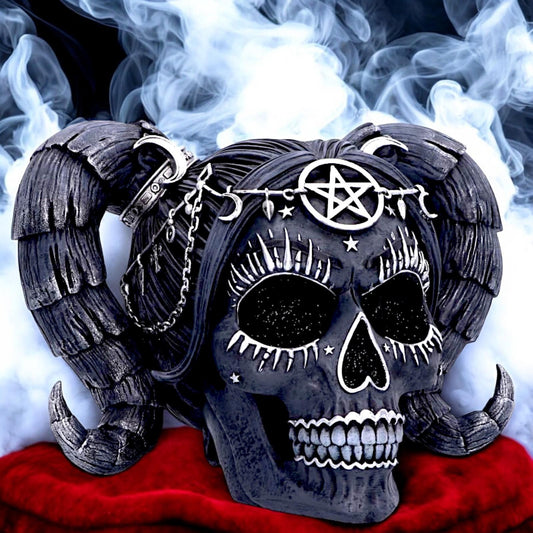 Gothic Baphomet Doll Skull Ornament Alchemy Fantasy Figurine Wiccan Pentagram Statue