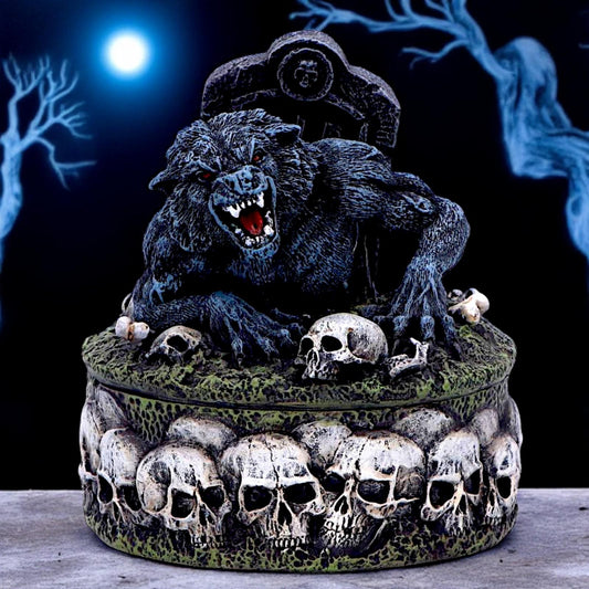 Horror Werewolf Figurine Box Gothic Storage Dark Figurine Trinket Holder Occult Art