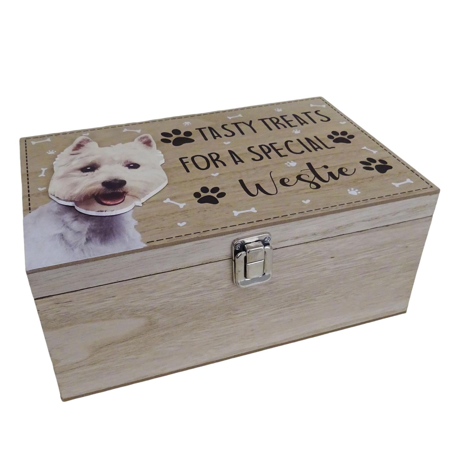 Westie Dog Treat Storage Box – Personalized Wooden Pet Treat Holder