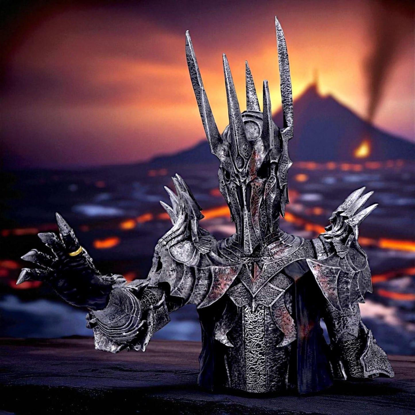 Lord of the Rings Sauron Bust Officially Licensed Dark Fantasy Gothic Ornament