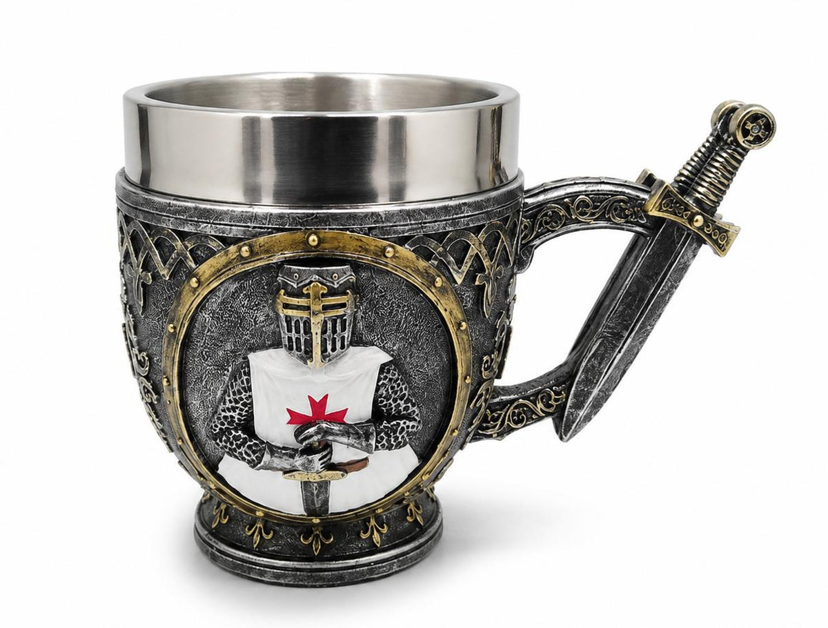 Knights Templar Tankard Medieval Crusader Knight Beer Mug Gothic Gift 15.5cm