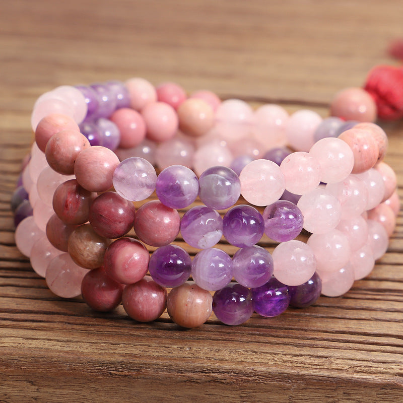 108 Crystal Amethyst Long Tassel Necklace Bracelet Set Yoga