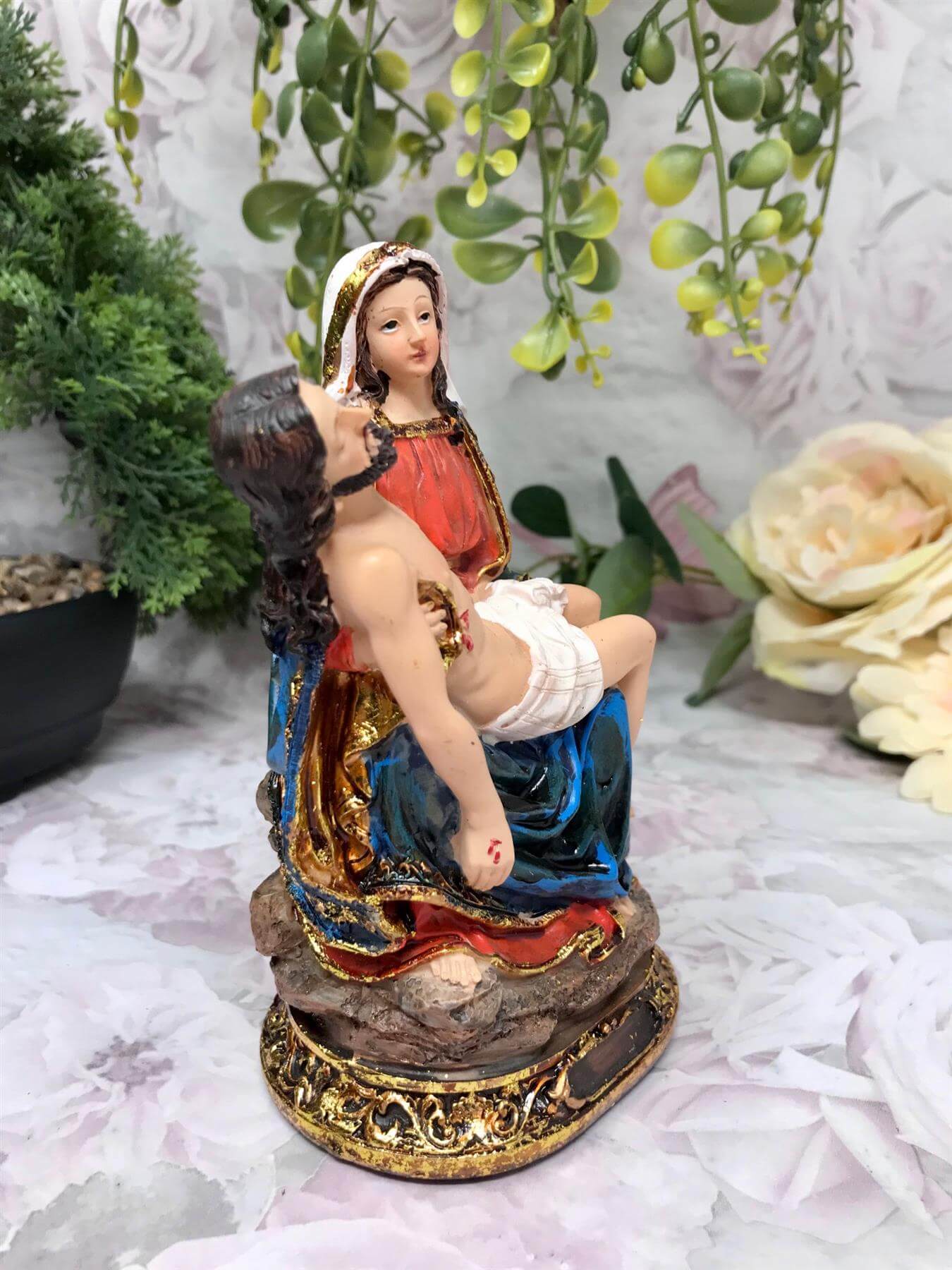 La Pieta Statue Of The Virgin Mary Holding Jesus Religious Gift Ornament Sculpture 14 cm