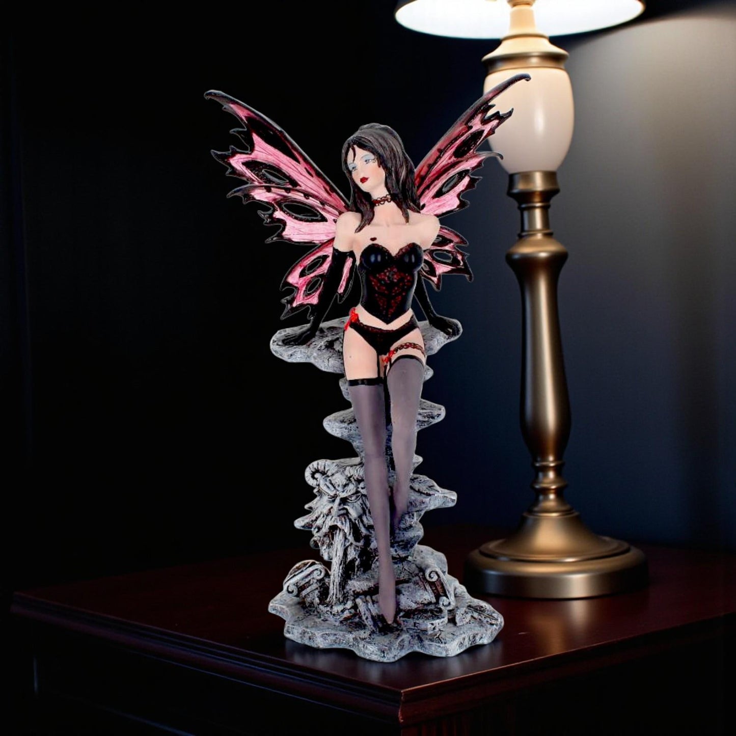 Seductive Dark Fairy Figurine Scarlet Gothic Fantasy Art Statue Collectible Gift