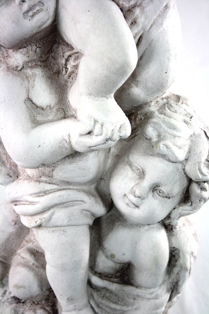 Cherub Trio Holding Bowl - Classical Stone Effect Bird Bath/Planter