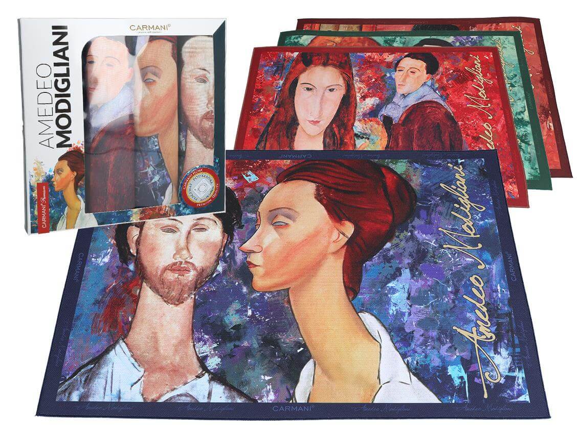 Set of 4 Table Mats Amedeo Modigliani Placemats Museum Reproduction Art Inspired