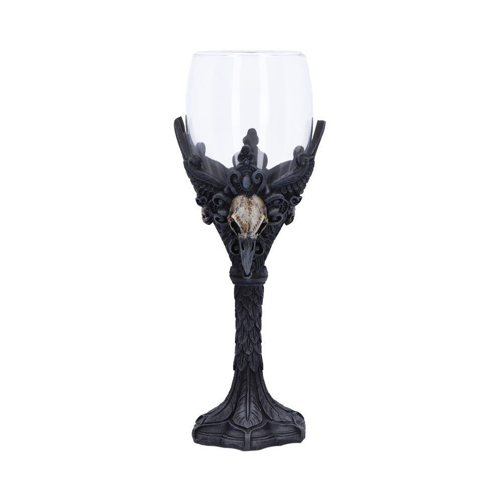 Fantasy Gothic Raven Chalice Goblet Skull Wing Design Drinkware Halloween Gift
