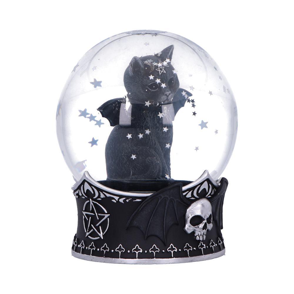 Gothic Malpuss Snow Globe Cult Cuties Winged Cat Figurine Witchy Occult Decor