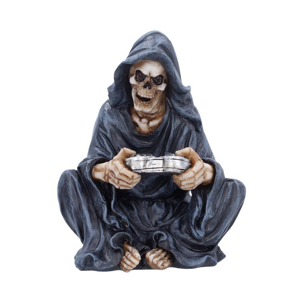 Gaming Reaper Figurine  Grim Skull Gamer Ornament Gothic Console Decor