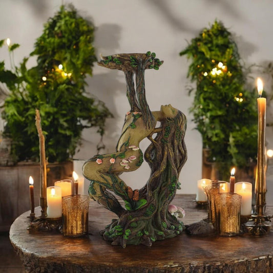 "24cm Tree Ent Lady Birch Candle Holder – Mystical Forest Spirit Inspired Resin Candle Holder for Home Decor | Enchanted Woodland Fantasy Decor | Perfect Gift for Nature Lovers"