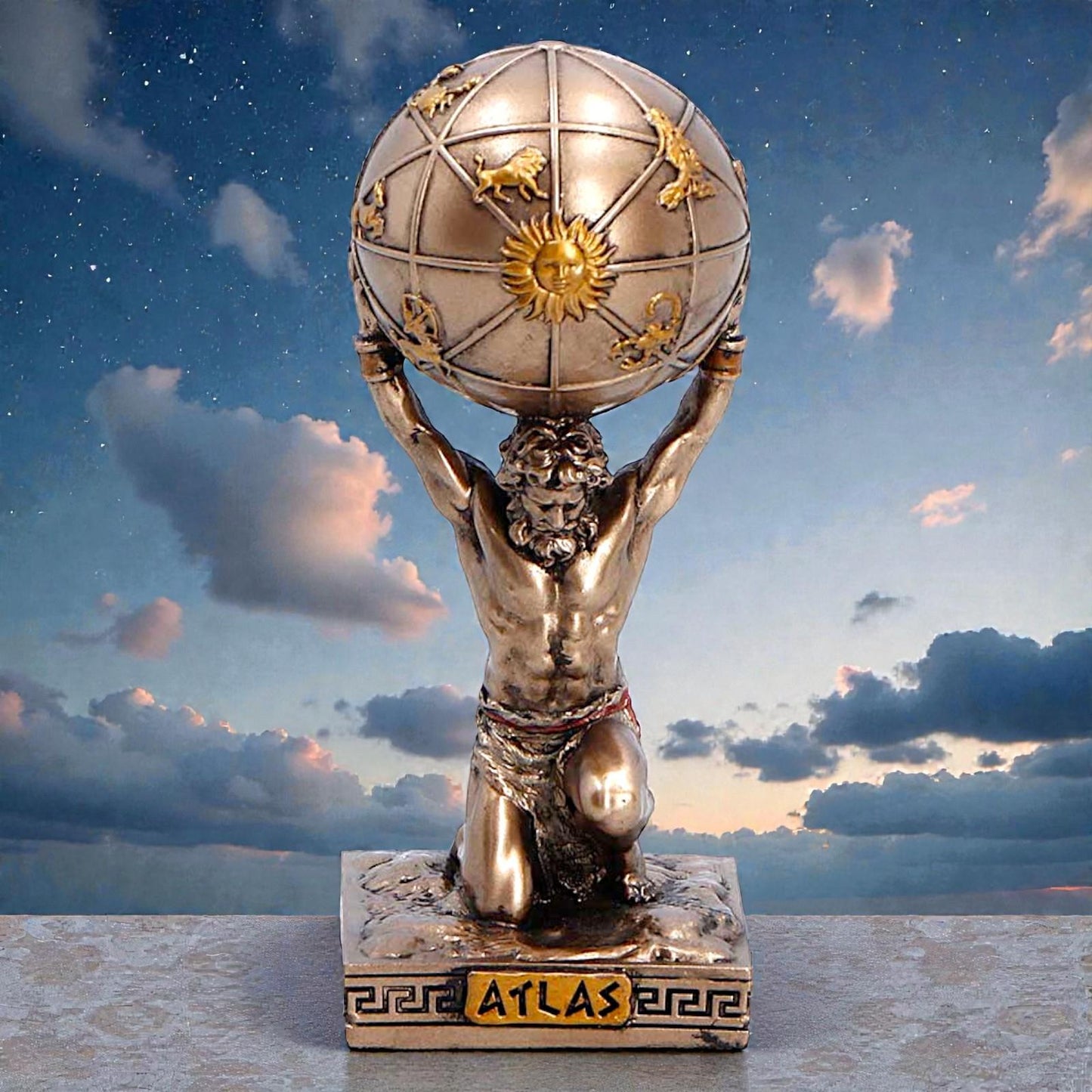Atlas Titan Mini Figurine Greek Mythology Statue Sky Bearer Ornament Art Decor