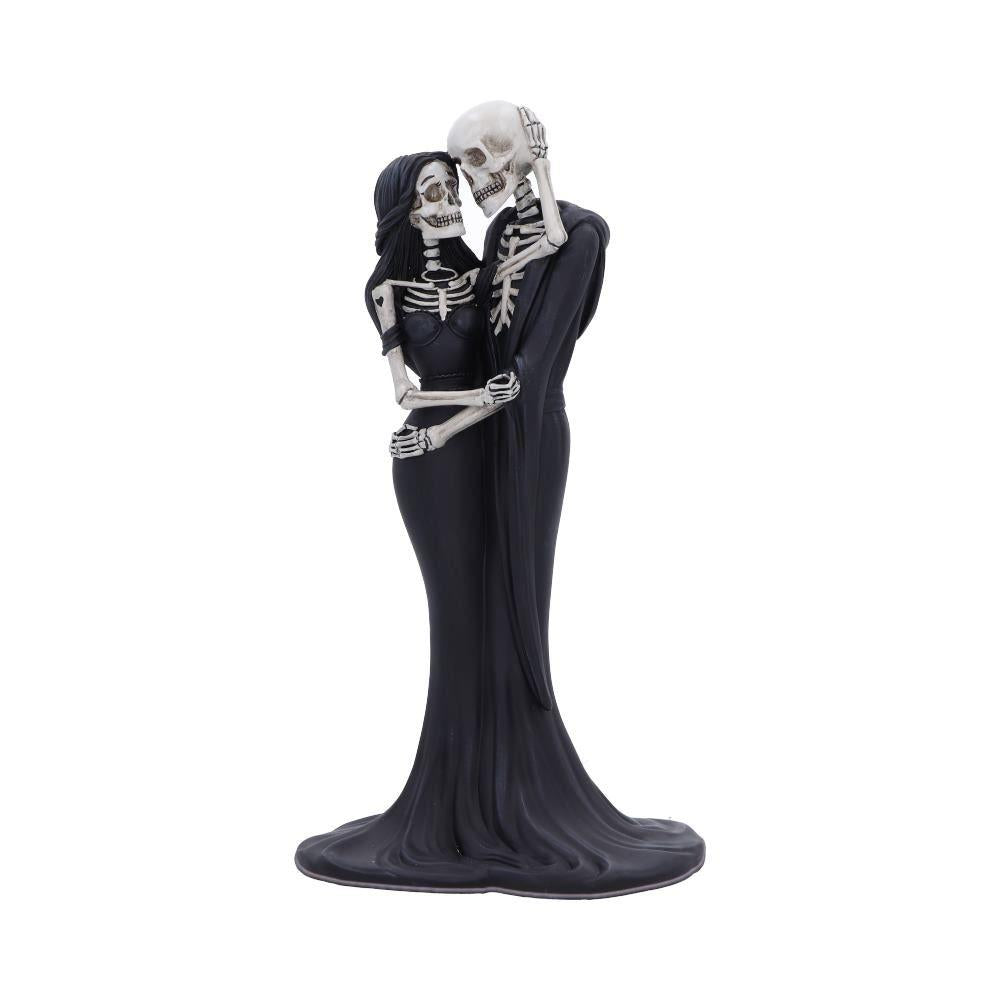 Skeleton Hug Figurine 24cm - Gothic Resin Lovers Statue - Romantic Skeleton Couple Gift