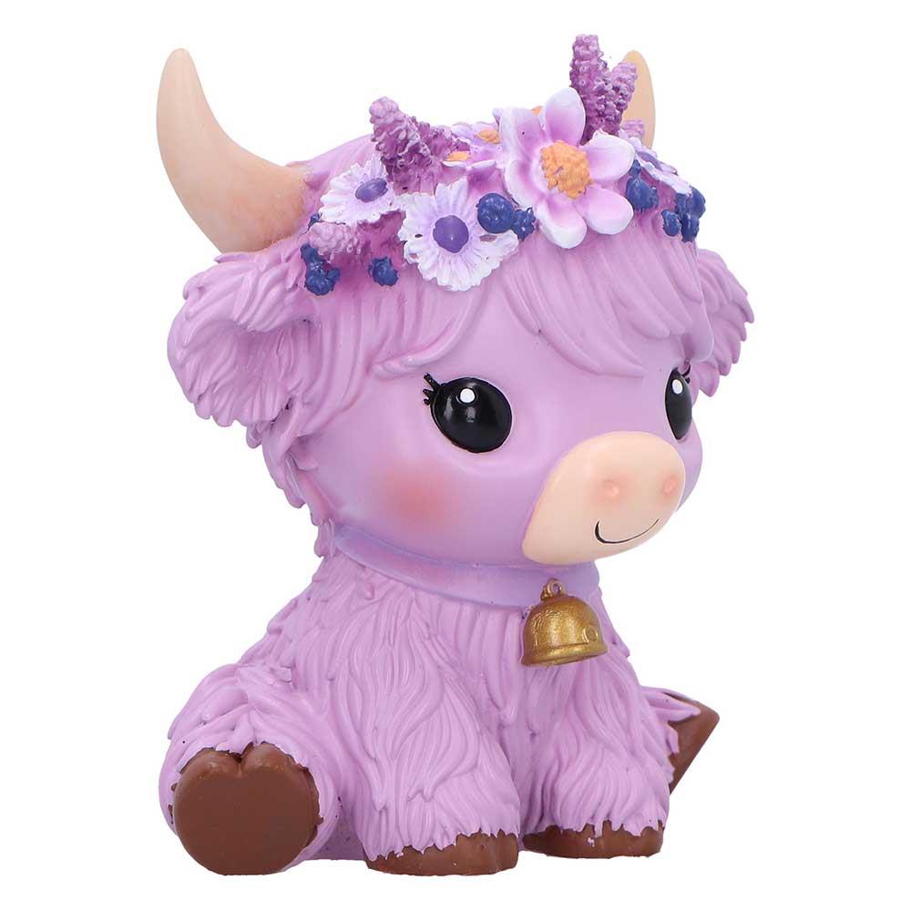 Moo Crew Hyacinth Purple Flower Cow Figurine Cute Farmhouse Ornament Decor