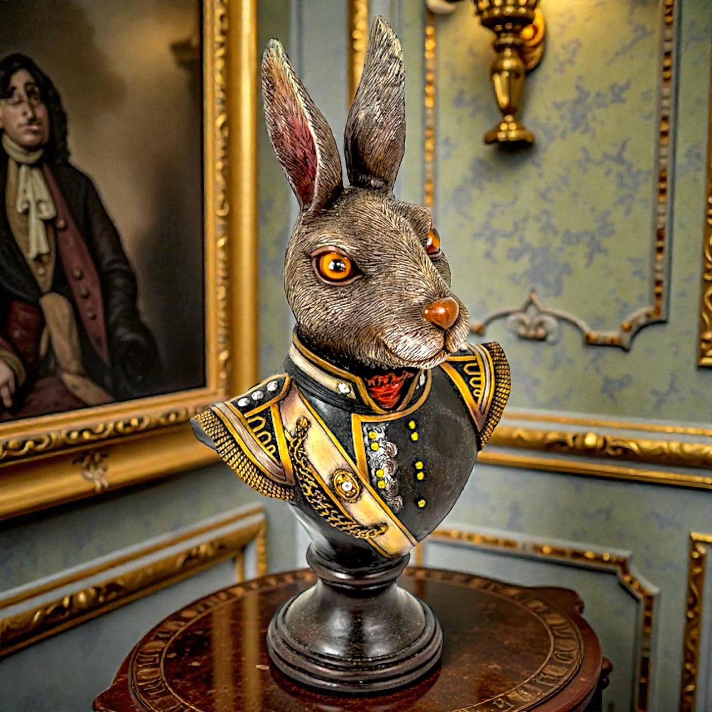 Steampunk Gentry Rabbit Bust Hare Figurine Regal Victorian Style Art Sculpture