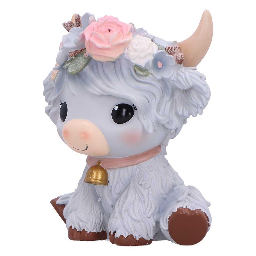 Moo Crew Magnolia Grey Flower Cow Figurine Ornament Cute Farmhouse Decor
