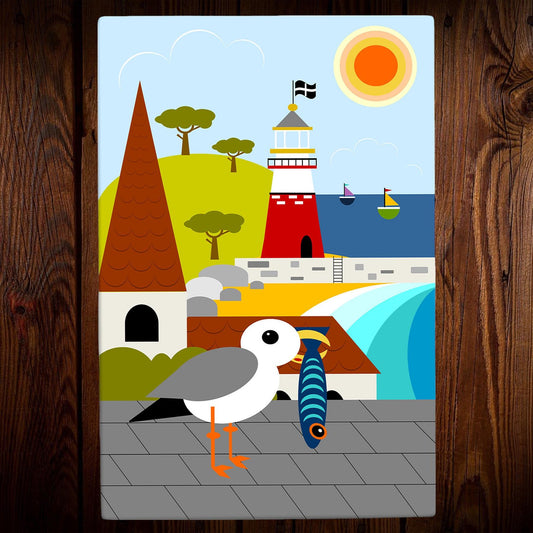 Katie Pearson SEASIDE SNACK Ceramic Art Tile 30x20cm | Coastal Decor | Wall Art-Osiris Craftworks