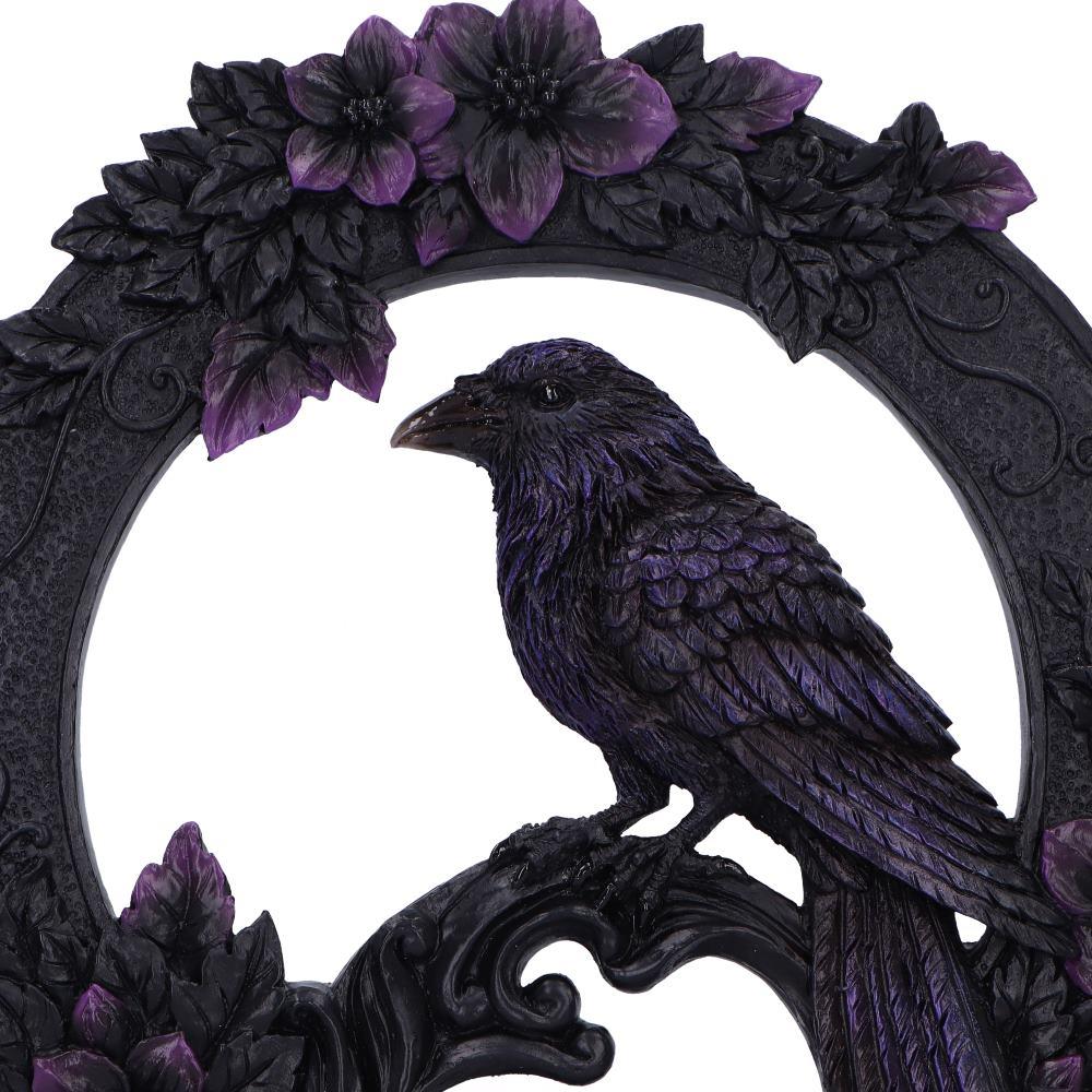 Gothic Raven Wall Plaque Dark Bird Wreath Floral Witchcraft Ornament  Decor