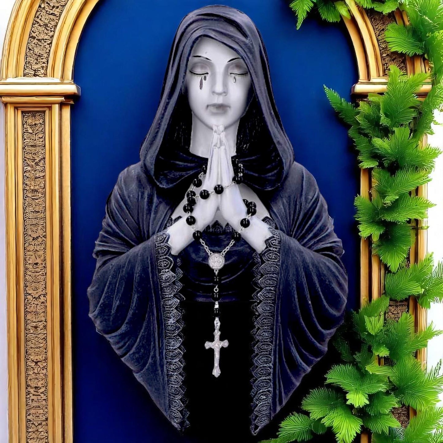 Gothic Prayer Nun Wall Plaque Witchy Hanging Dark Fallen Angel Figurine Art Decor