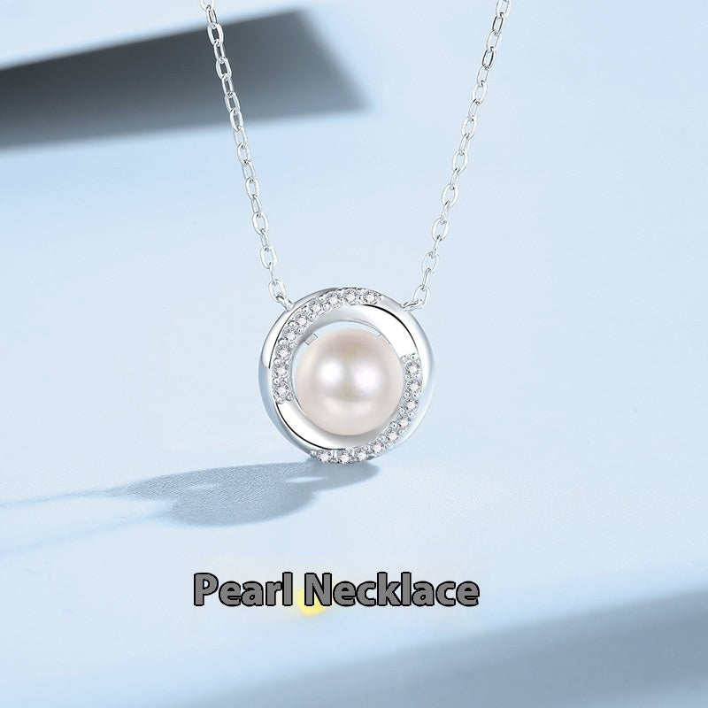 Light Luxury Temperament Special-interest Design Simple All-match S999 Pure Silver Pearl Necklace For Women